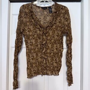 Axcess Brown & Tan Paisley Blouse - Size 12